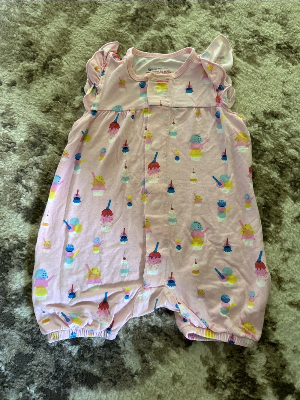 Magnetic Me Pink Ice Cream Print Sleeveless Pajama Romper